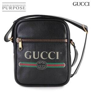 Gucci Print Messenger Bag black leathe